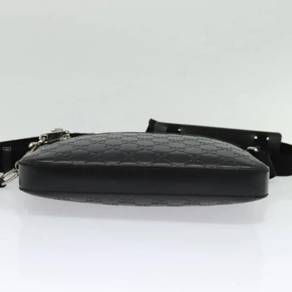 Gucci Signature Zip Messenger Guccissima Leather, Black, Leather, Shoulder Bag