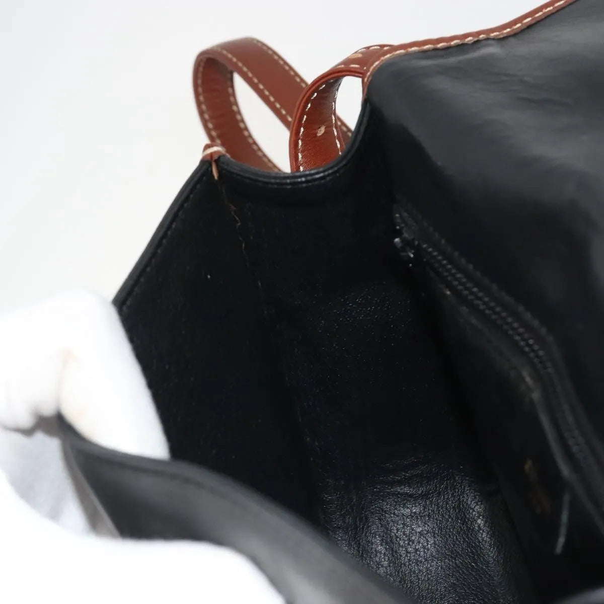 Celine Vintage Flap Leather, Black, Leather, Shoulder Bag