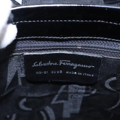 Salvatore Ferragamo Vala Leather, Black, Patent Leather, Handbag