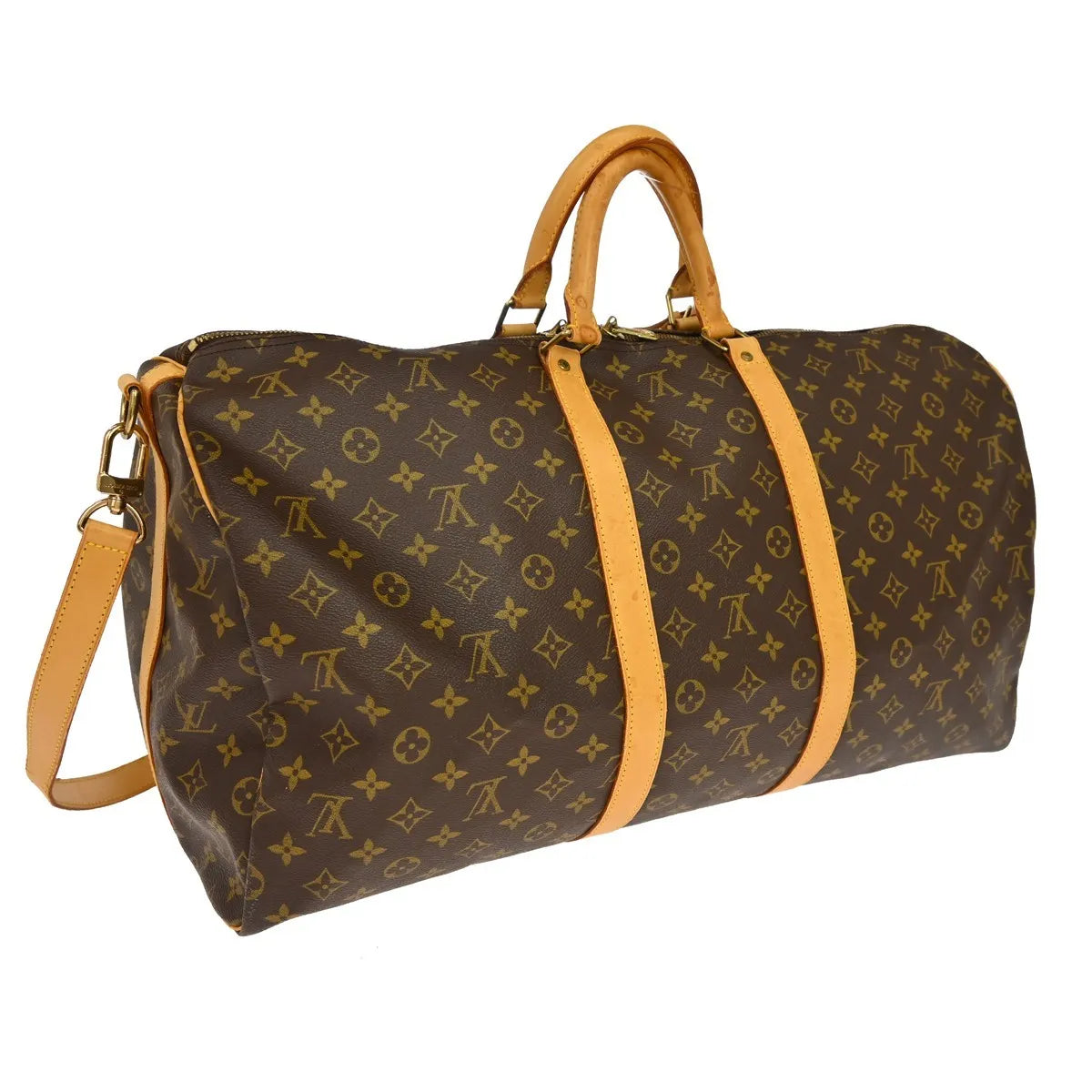 Louis Vuitton Keepall Bandoulière Monogram, Brown, Canvas, Travel Bag