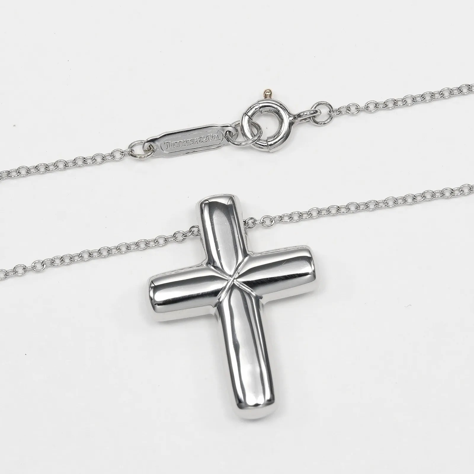 Tiffany & Co. Cross Pendant Platinum and Diamonds, Silver, Platinum, Necklace
