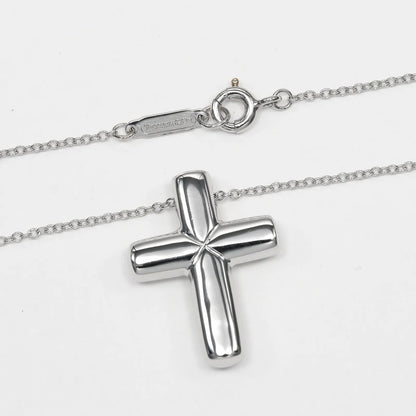 Tiffany & Co. Cross Pendant Platinum and Diamonds, Silver, Platinum, Necklace