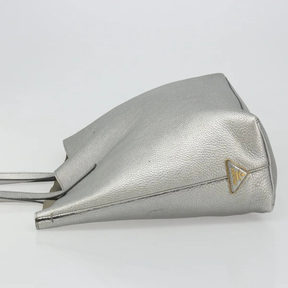 Prada Vintage Tote Leather, Silver, Leather, Tote Bag