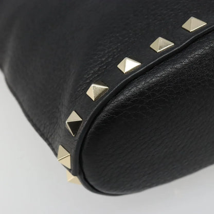 Valentino Garavani Rockstud Leather, Black, Leather, Handbag