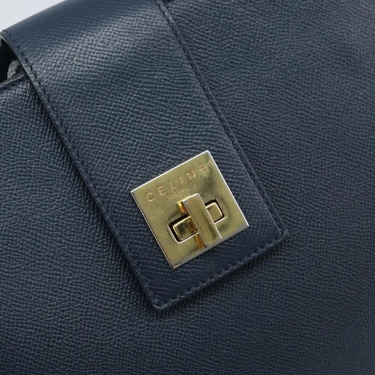 Celine Vintage Leather, Navy, Leather, Shoulder Bag