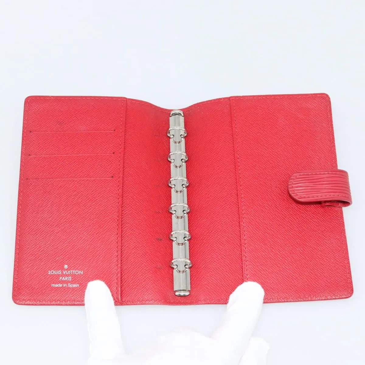 Louis Vuitton Agenda Cover Damier, Red, Leather, Clutch