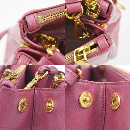 Prada Double Zip Lux Tote Saffiano Leather, Pink, Leather, Handbag