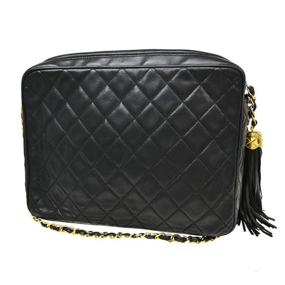 Chanel Vintage Camera Tassel Quilted Leather, Black, Leather, Shoulder Bag