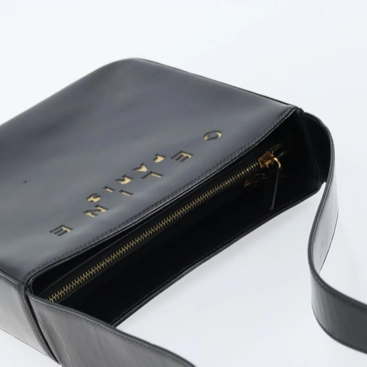 Celine Vintage Leather, Black, Leather, Shoulder Bag