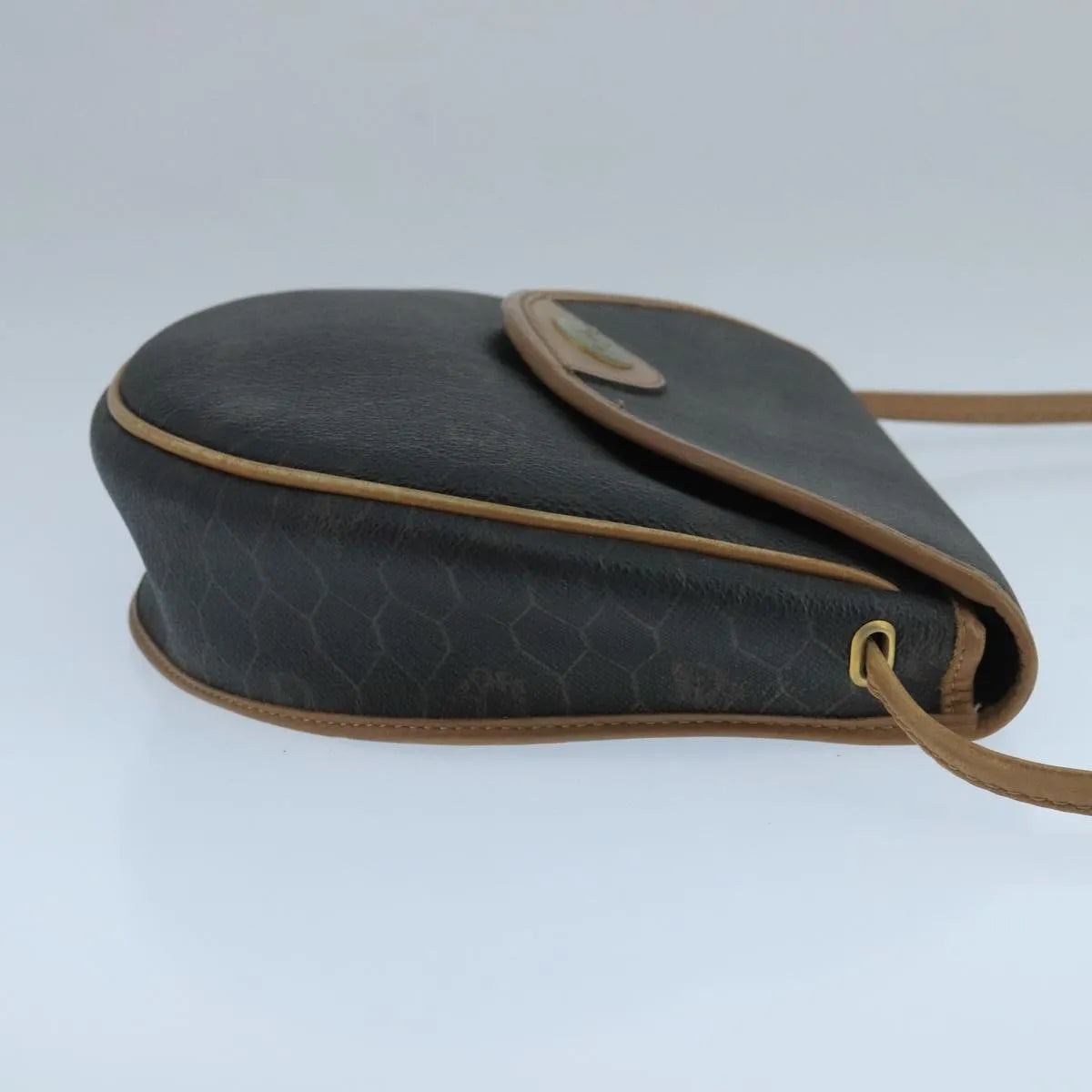 Christian Dior Vintage Honeycomb Flap Canvas and Leather, Black, PVC, Shoulder Bag