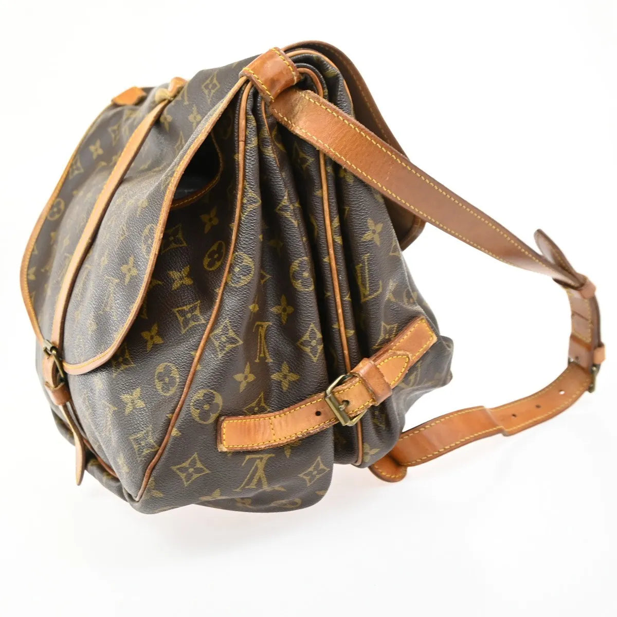 Louis Vuitton Saumur Monogram Canvas, Brown, Leather, Shoulder Bag