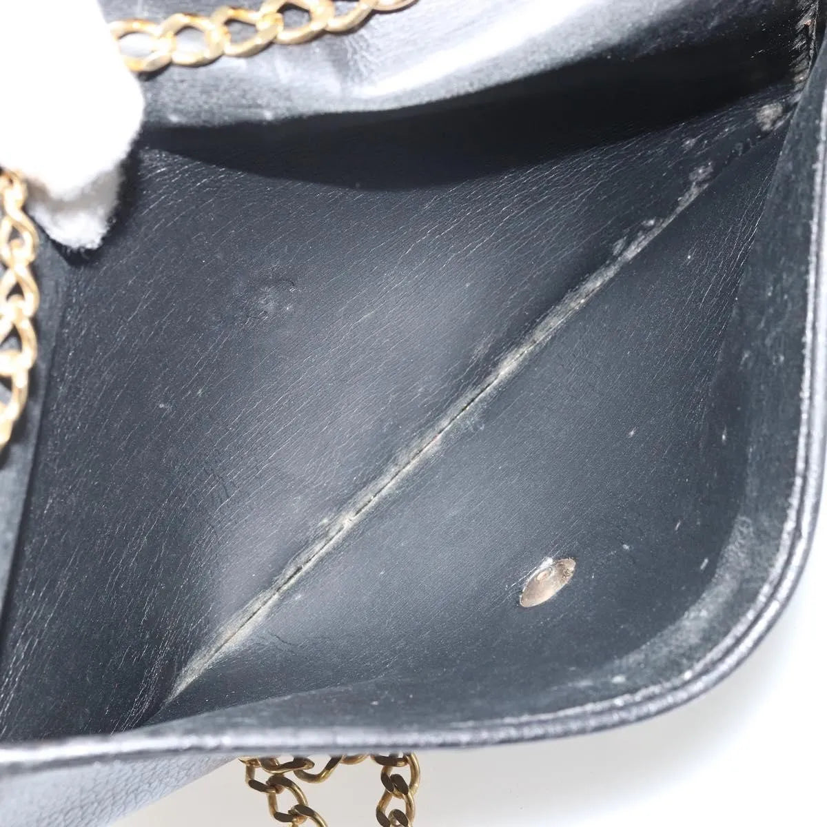 Christian Dior Vintage Chain Flap Leather, Black, Leather, Shoulder Bag