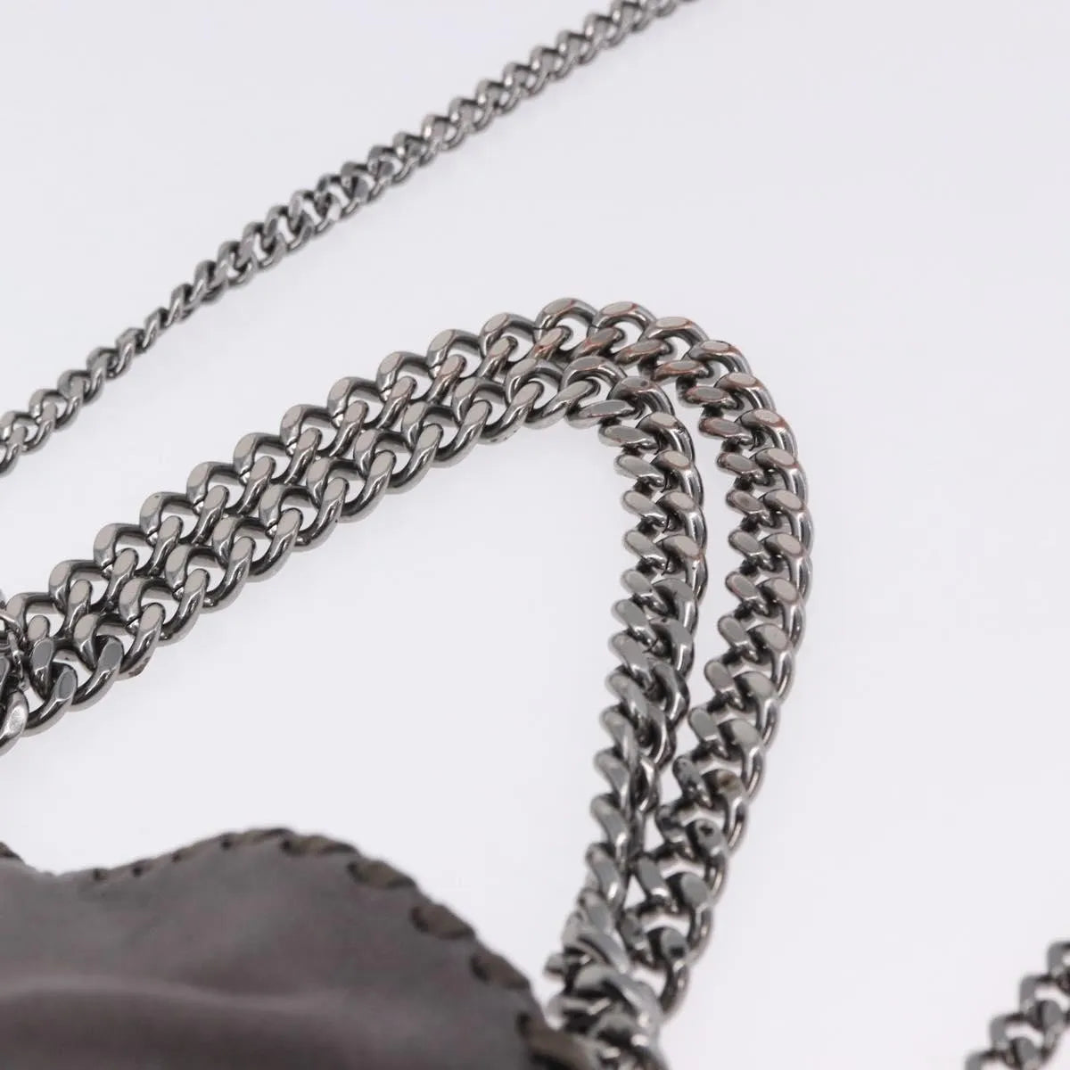 Stella McCartney Falabella Fold Over Faux Leather, Gray, Polyester, Shoulder Bag