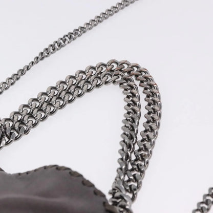 Stella McCartney Falabella Fold Over Faux Leather, Gray, Polyester, Shoulder Bag