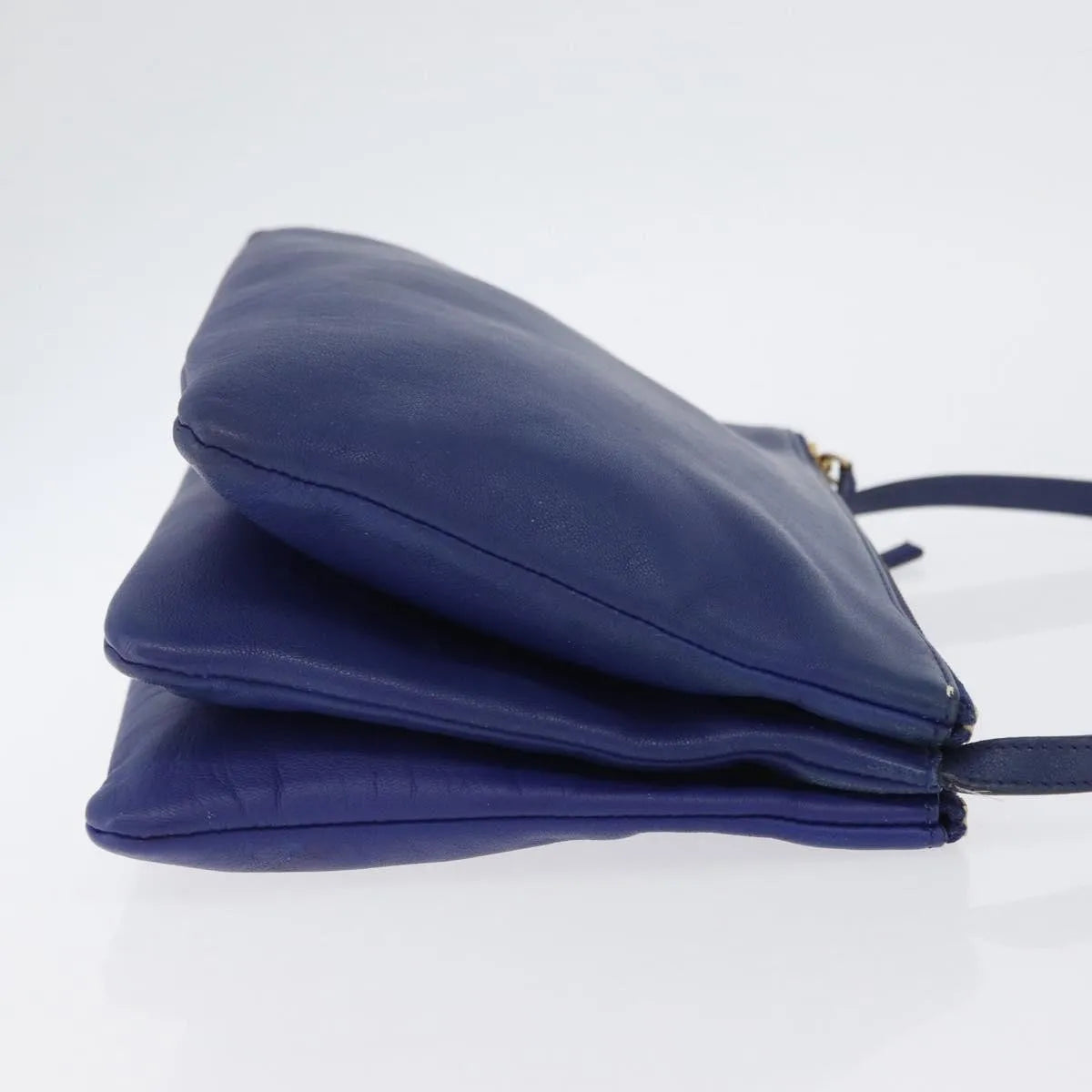 Celine Trio Leather, Blue, Leather, Shoulder Bag