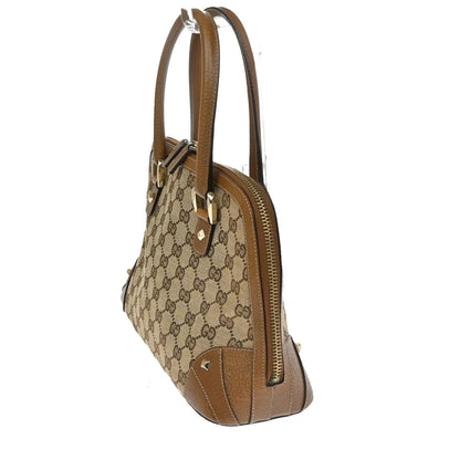 Gucci Vintage Boston Bag Monogram Canvas, Brown, Canvas, Handbag