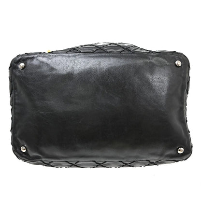 Chanel Vintage CC Drawstring Bucket Lambskin, Black, Leather, Shoulder Bag