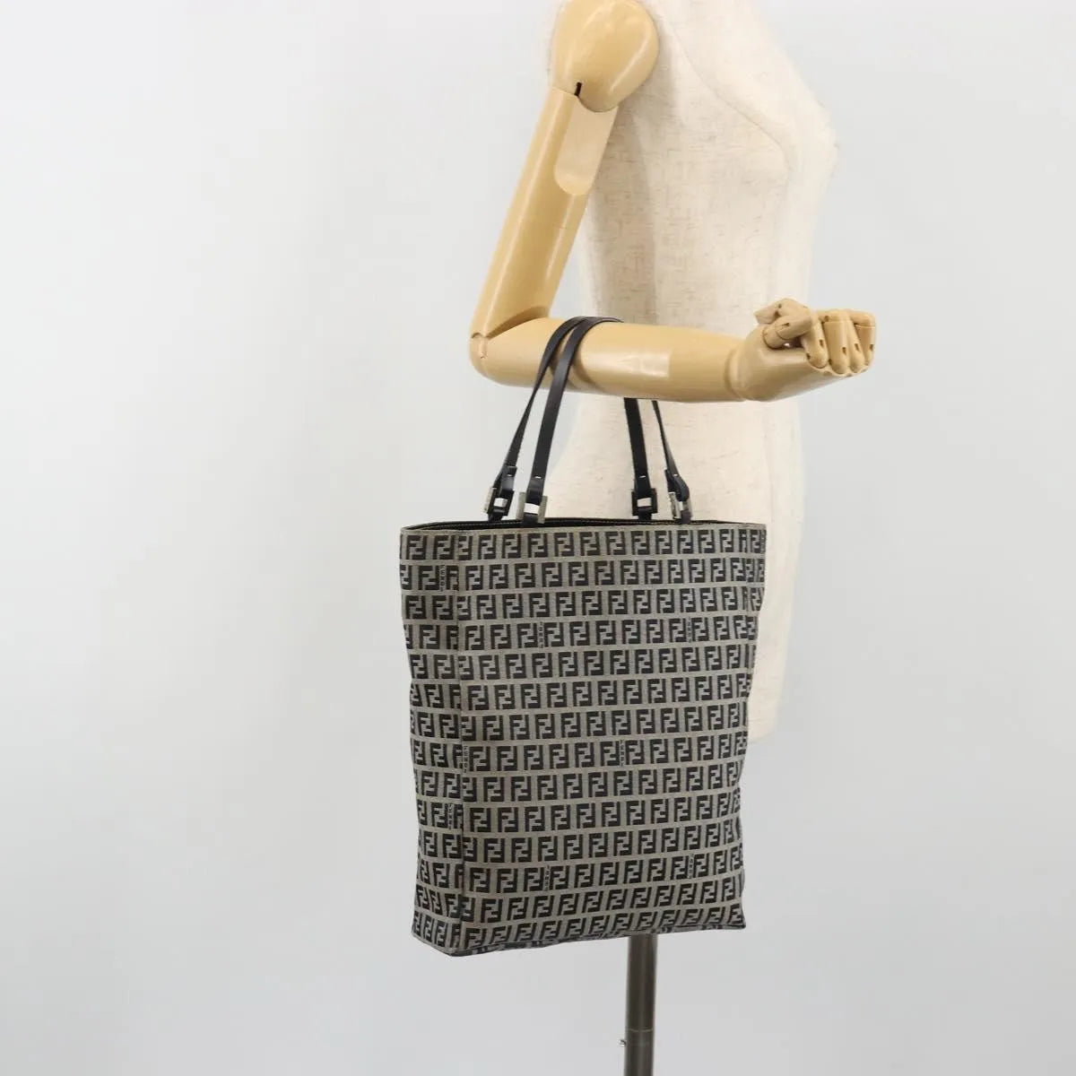 Fendi Vintage Tote Zucchino Canvas, Navy, Canvas, Tote Bag