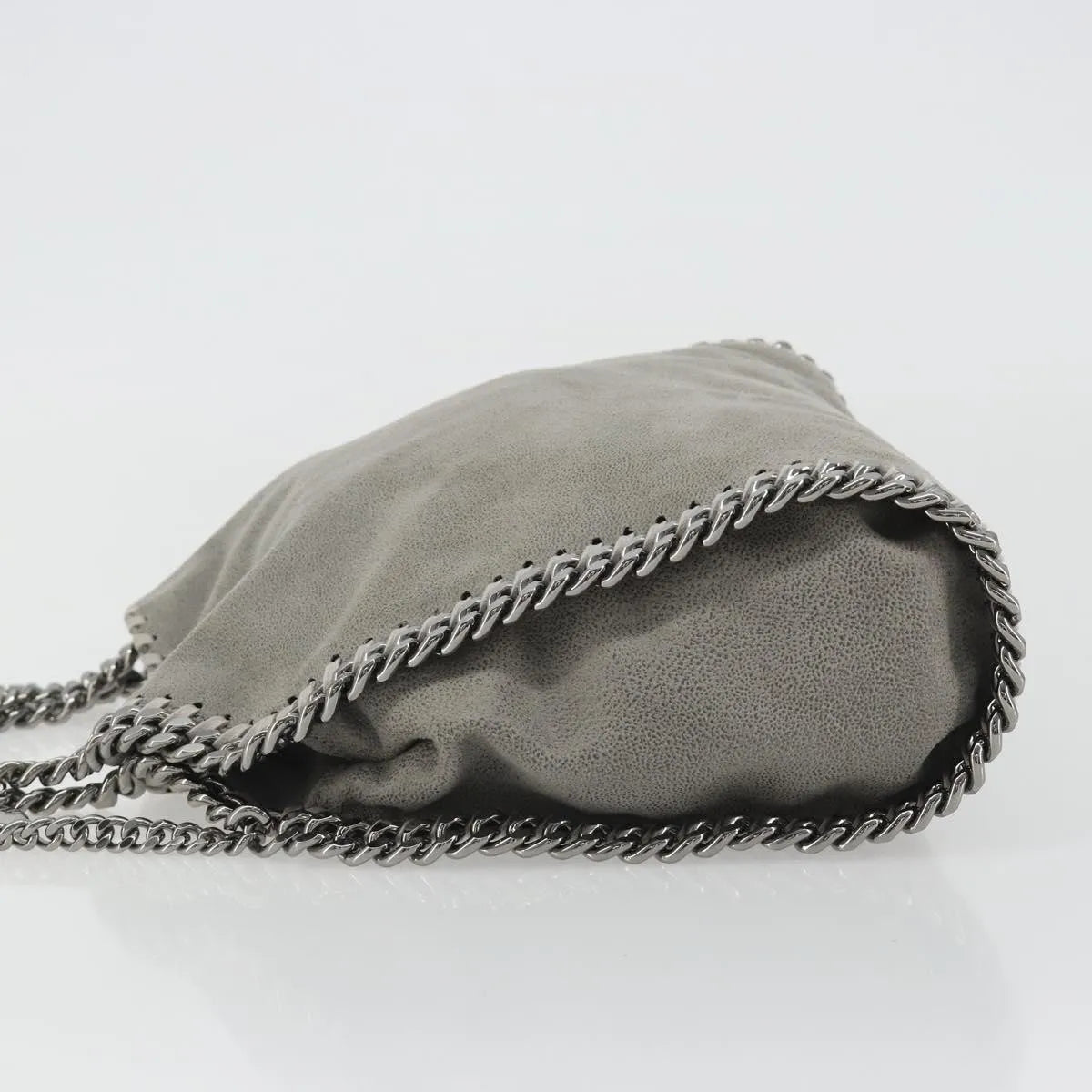 Stella McCartney Falabella Fold Over Faux Leather, Gray, Polyester, Shoulder Bag