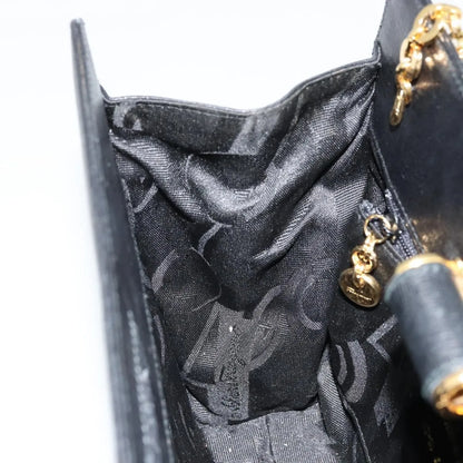 Salvatore Ferragamo Vintage Chain Leather, Black, Leather, Shoulder Bag