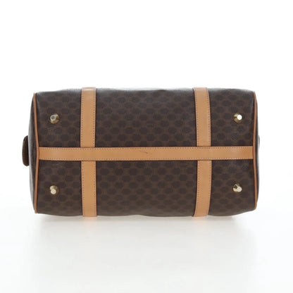 Celine Vintage Macadam Boston Canvas and Leather, Brown, PVC, Handbag