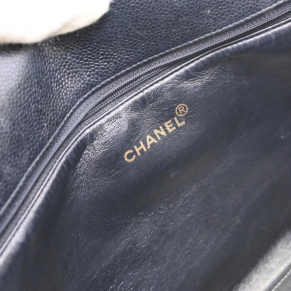 Chanel Vintage Grand Shopping Tote Quilted Caviar, Black, Leather, Tote Bag