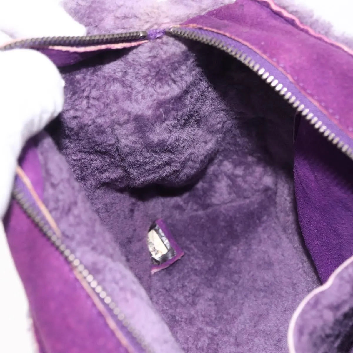 Chanel CC Logo Shearling and Suede, Purple, Suede, Shoulder Bag