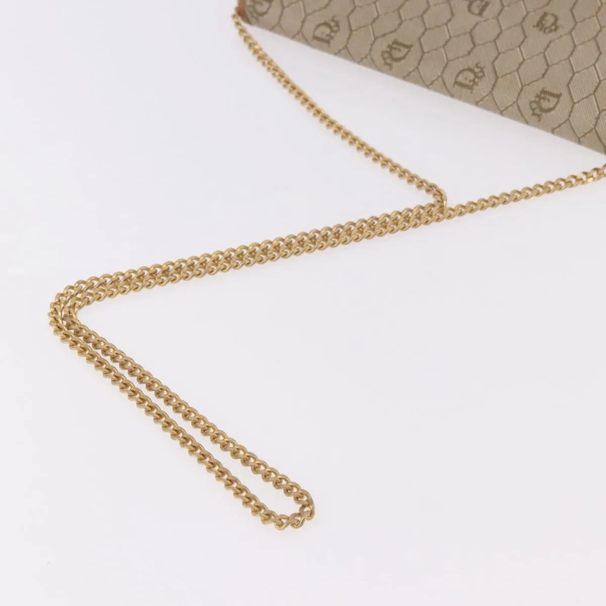 Christian Dior Vintage Honeycomb chain Canvas, Beige, Canvas, Shoulder Bag
