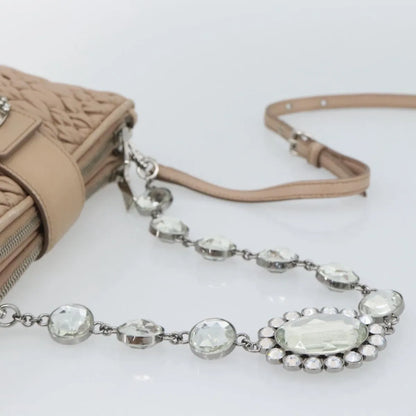 Miu Miu Crystal Convertible Chain Matelasse Leather, Pink, Leather, Shoulder Bag
