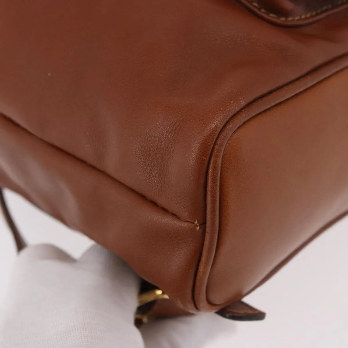 Gucci Vintage Bamboo Leather, Brown, Leather, Backpack