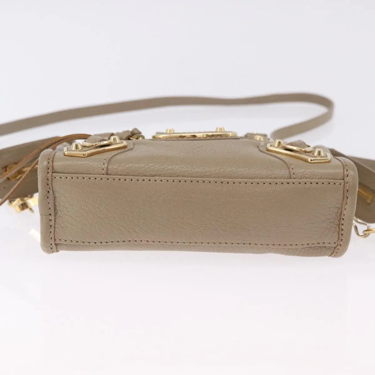 Balenciaga City Classic Studs Leather, Beige, Leather, Handbag