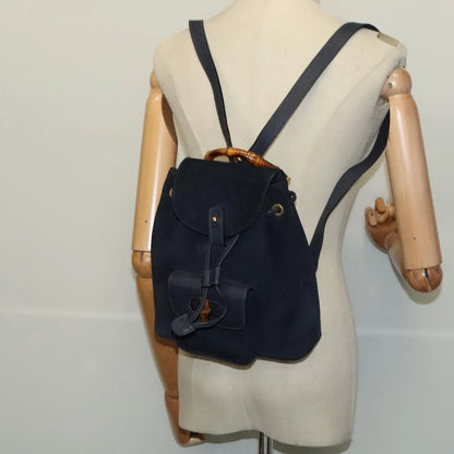 Gucci Gucci bamboo daim, Navy, Suede, Backpack