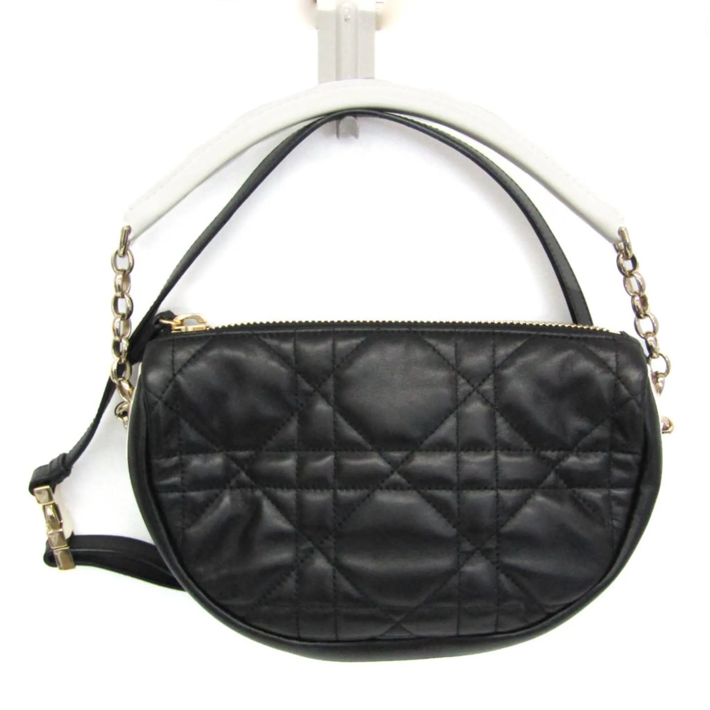 Christian Dior Vibe Hobo Cannage Quilt Lambskin, Black, Leather, Handbag