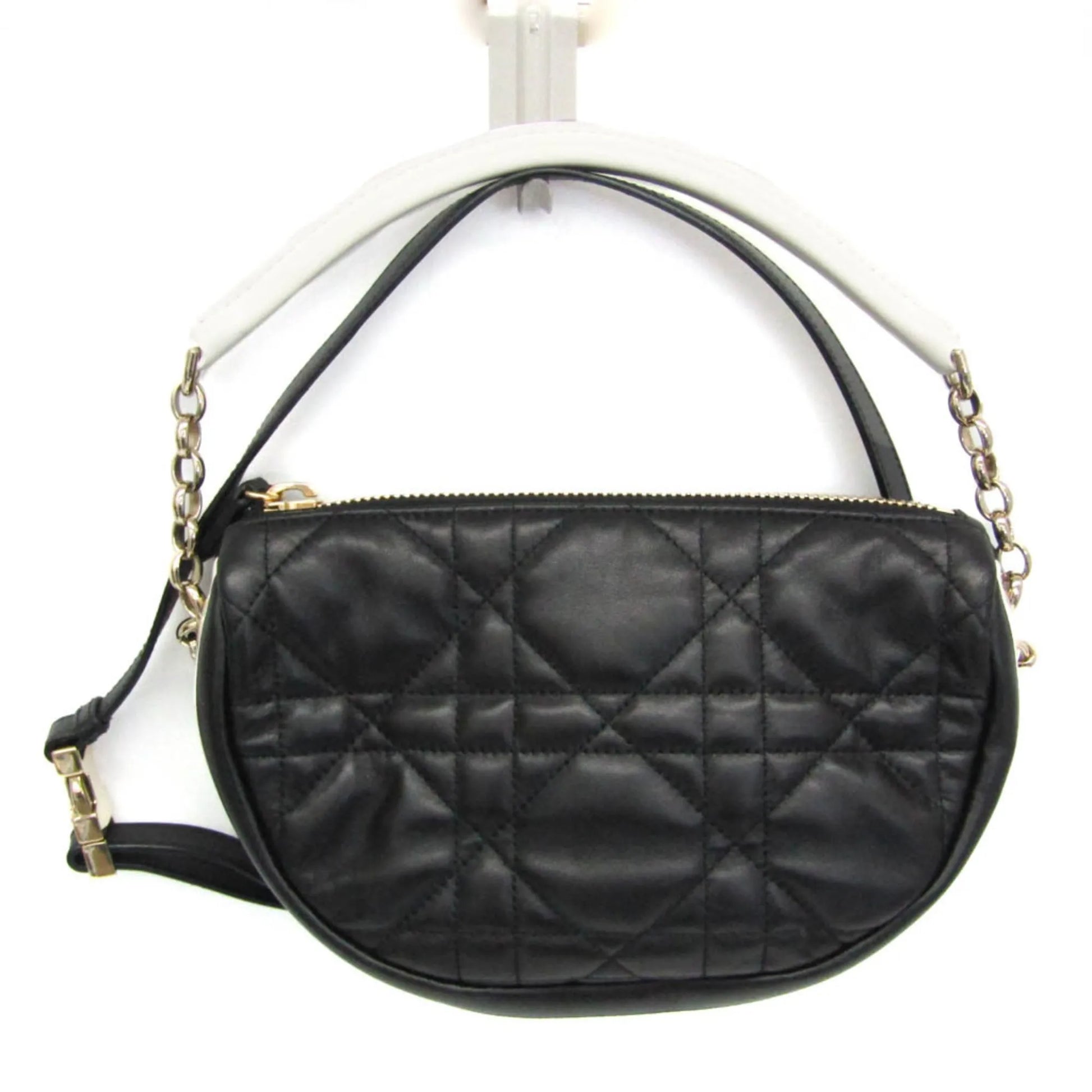 Christian Dior Vibe Hobo Cannage Quilt Lambskin, Black, Leather, Handbag