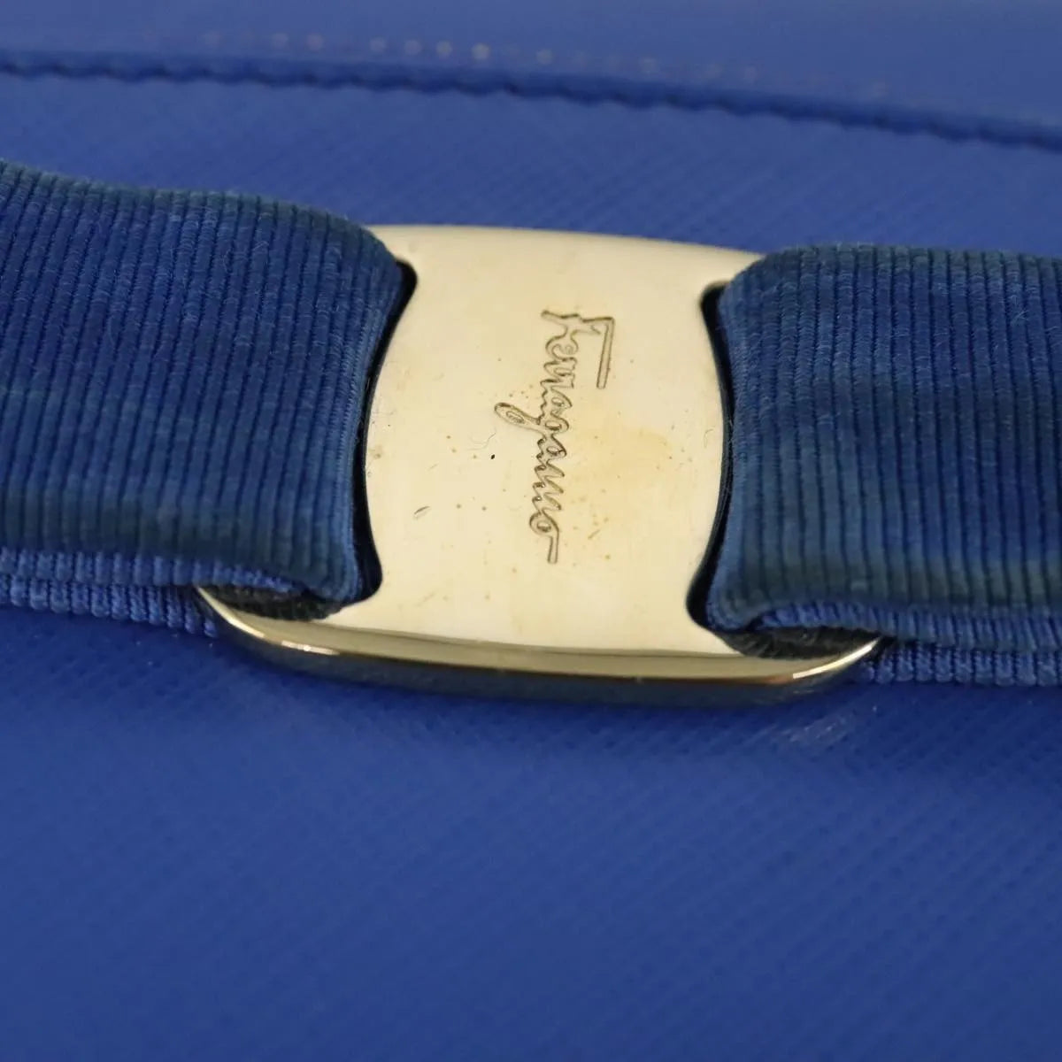 Salvatore Ferragamo Vala Leather, Blue, Leather, Shoulder Bag