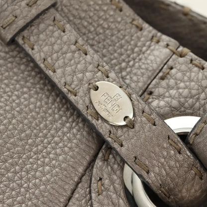 Fendi Selleria Pomodorino Leather, Gray, Leather, Tote Bag
