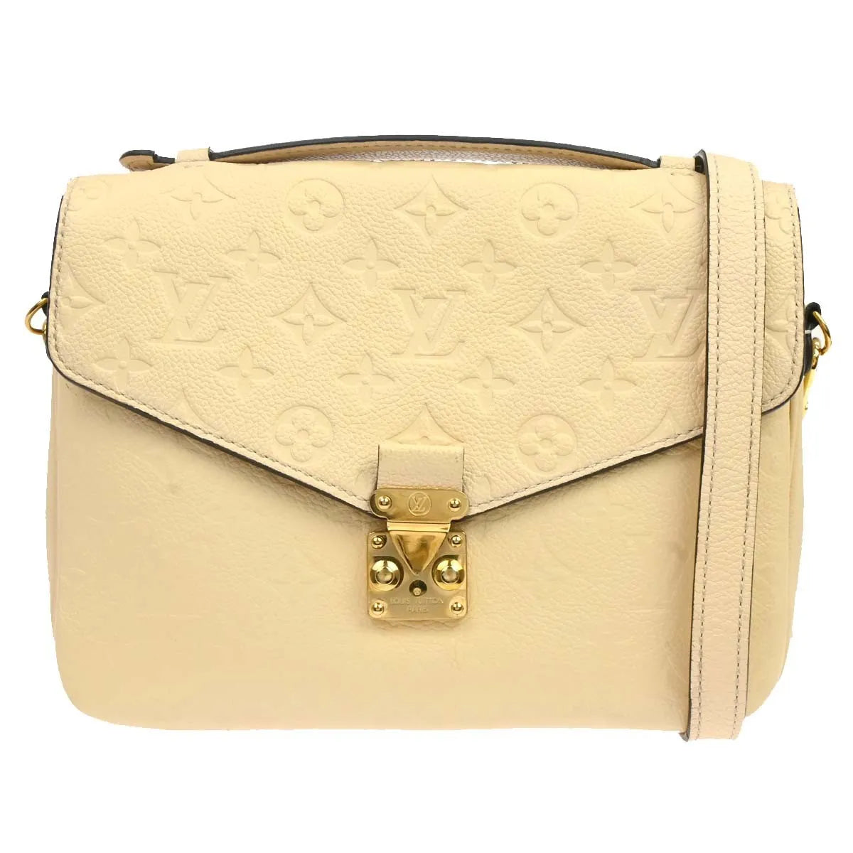 Louis Vuitton Braided Handle Pochette Metis Monogram Empreinte Leather, White, Leather, Handbag