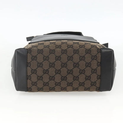 Gucci Vintage Front Pocket Tote GG Coated Canvas with Leather, Black, Canvas, Tote Bag