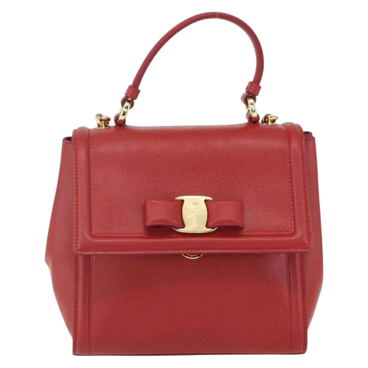 Salvatore Ferragamo Carrie Vara Saffiano Leather, Red, Leather, Shoulder Bag