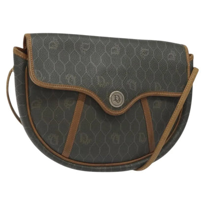 Christian Dior Vintage Honeycomb Flap Coated Canvas, Green, Canvas, Shoulder Bag