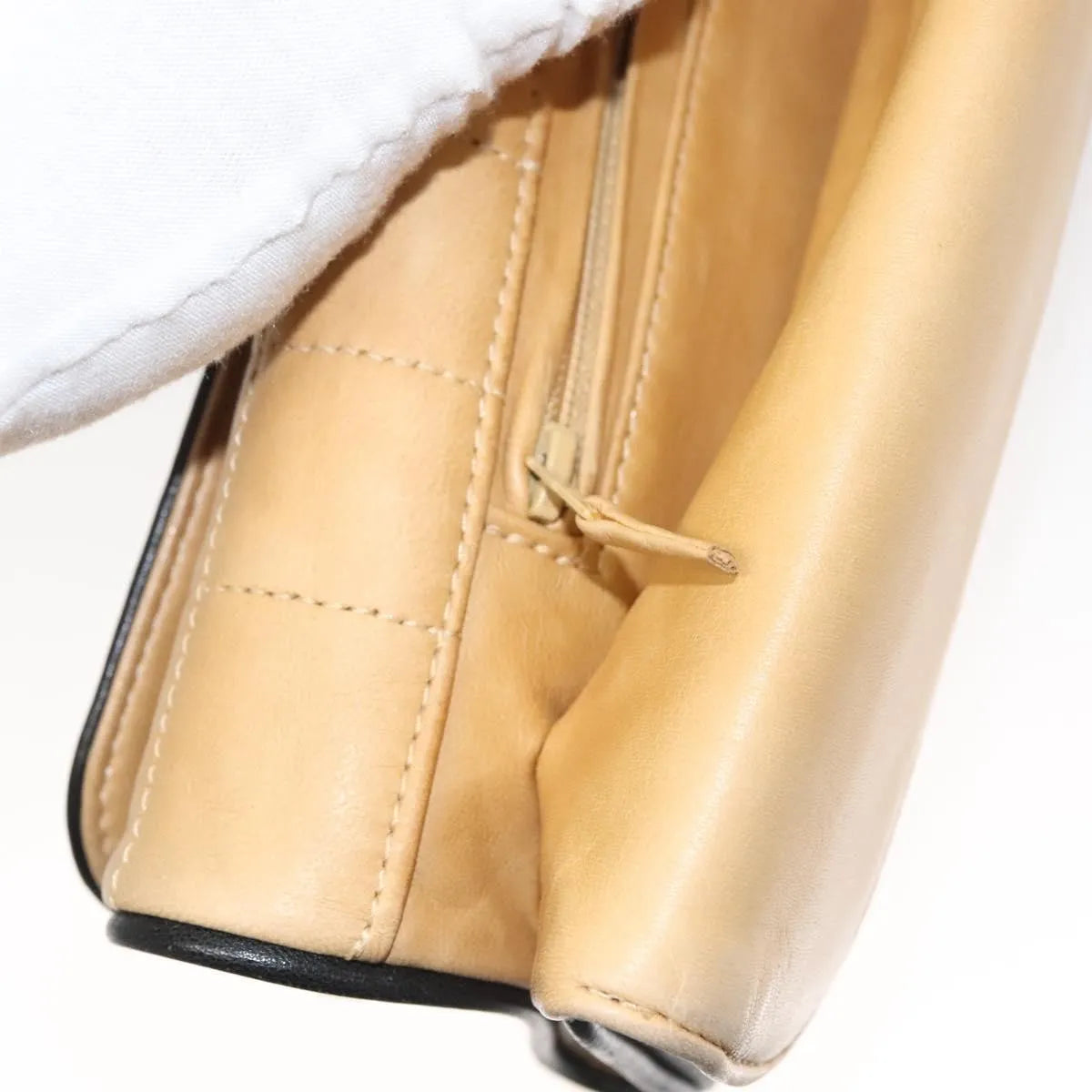 Chanel Chocolate Bar Handbag Lambskin, Beige, Leather, Handbag