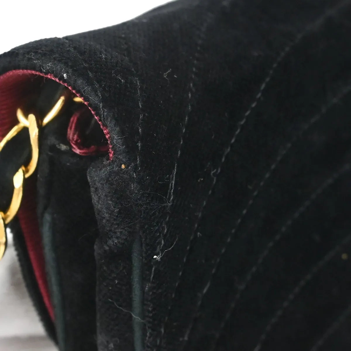Chanel Vintage Crescent Flap Horizontal Quilted Velvet, Black, Velvet, Shoulder Bag