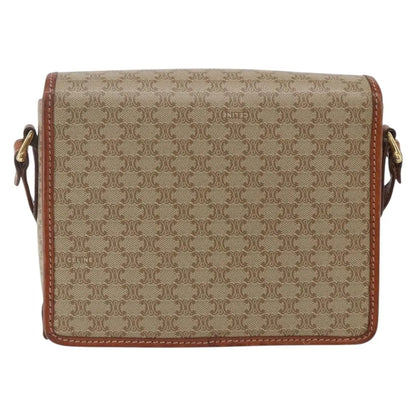 Celine Vintage Macadam Canvas and Leather, Beige, Canvas, Shoulder Bag
