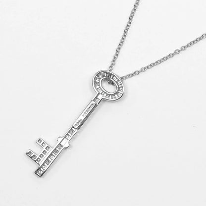 Tiffany & Co. Oval Key Pendant Platinum and Diamonds, Silver, Platinum, Necklace