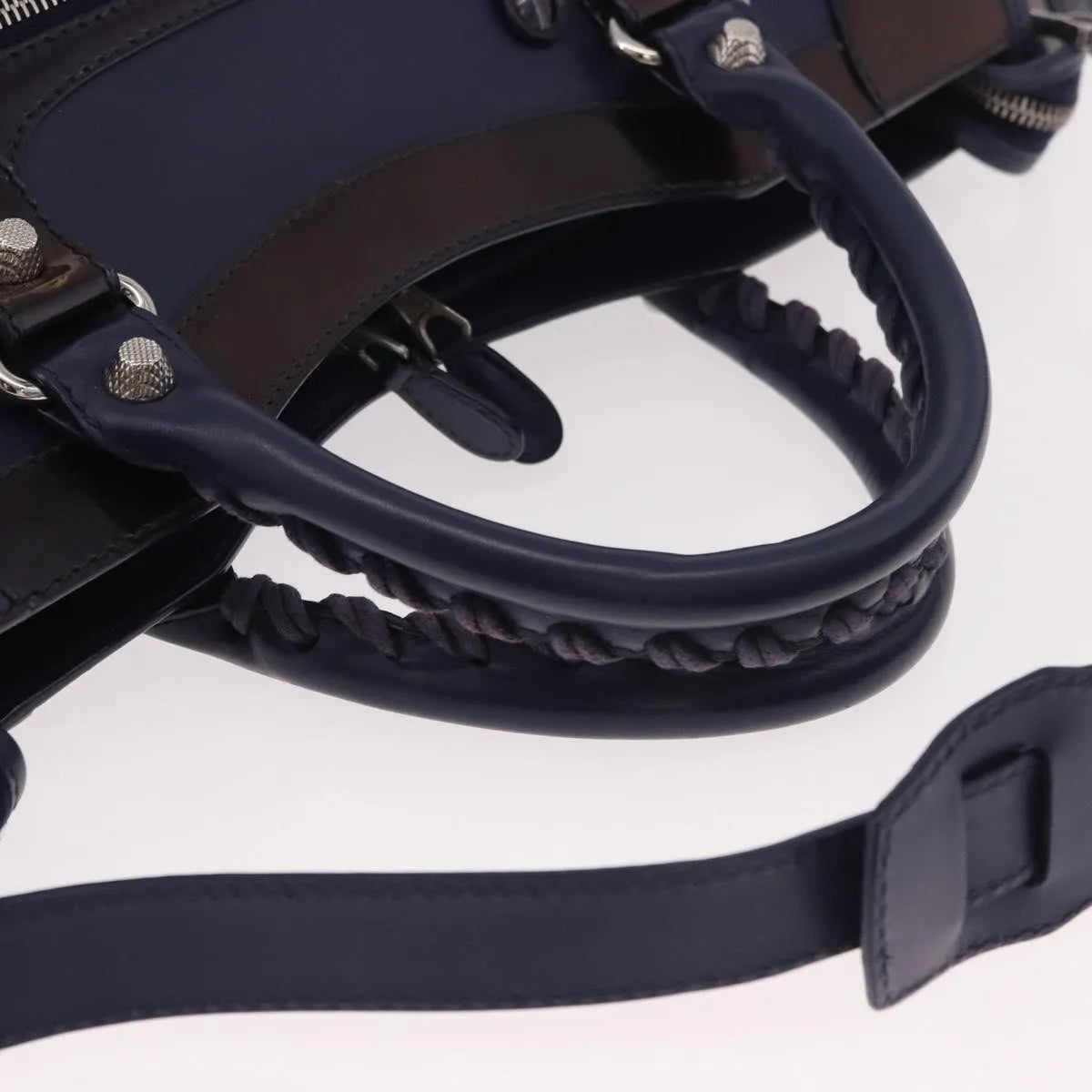 Balenciaga Holiday City Giant Studs Matte Calfskin, Navy, Leather, Handbag