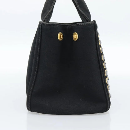 Prada Canapa Convertible Tote Rhinestone Embellished Canvas, Black, Canvas, Handbag