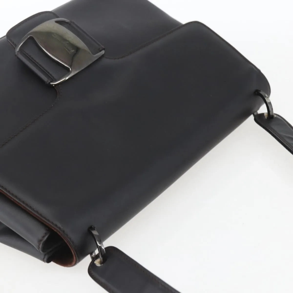 Salvatore Ferragamo Vala Leather, Black, Leather, Shoulder Bag