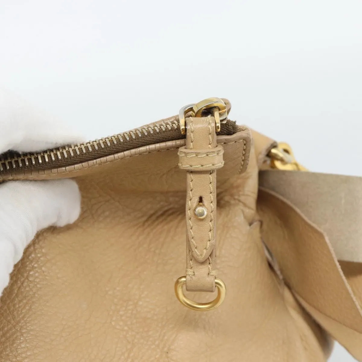 Miu Miu Convertible Satchel Leather, Beige, Leather, Handbag