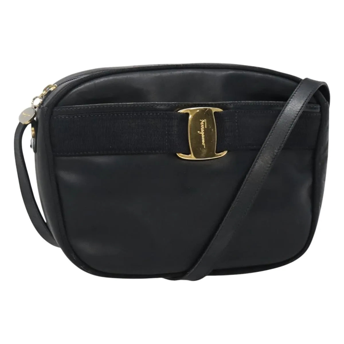 Salvatore Ferragamo Vara Bow camera Leather, Navy, Leather, Shoulder Bag