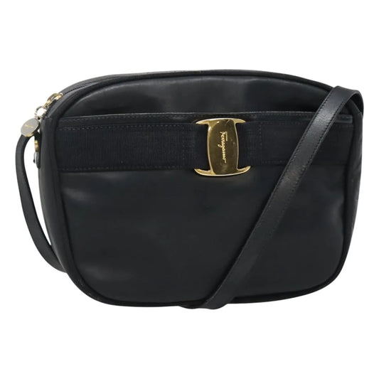 Salvatore Ferragamo Vara Bow camera Leather, Navy, Leather, Shoulder Bag